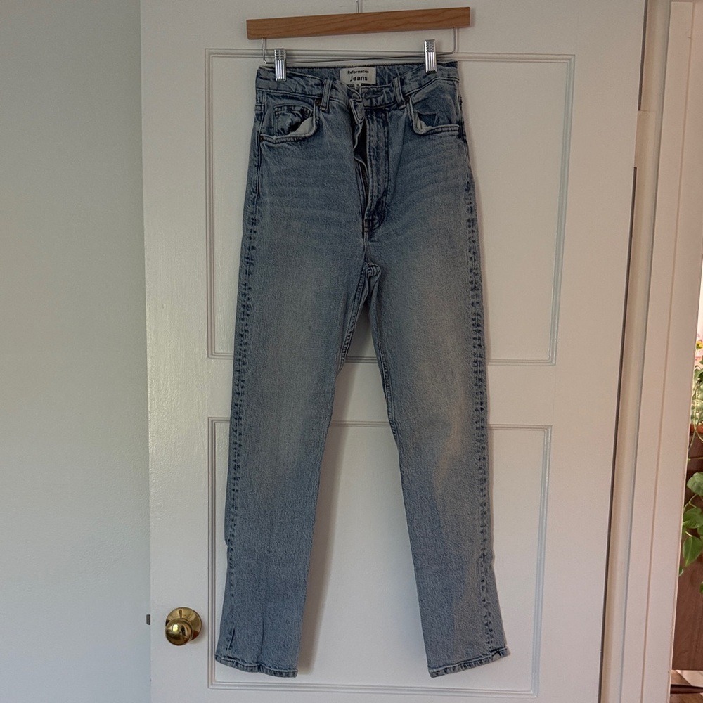 Reformation Light Wash High-Rise Straight Jeans